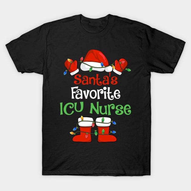 Santa's Favorite ICU Nurse Funny Christmas Pajamas T-Shirt by cloverbozic2259lda